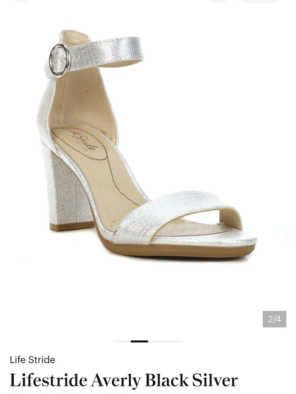 Lifestride Averly Black Silver Heeled Sandals